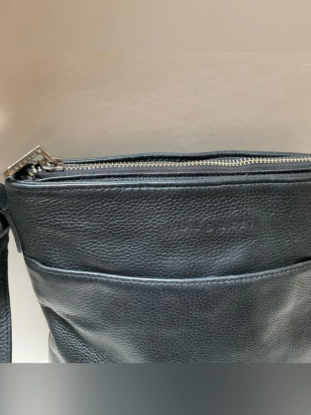 BUGATTI Black Leather Mens Shoulder Bag Unisex Crossbody Designer Messenger TOTE